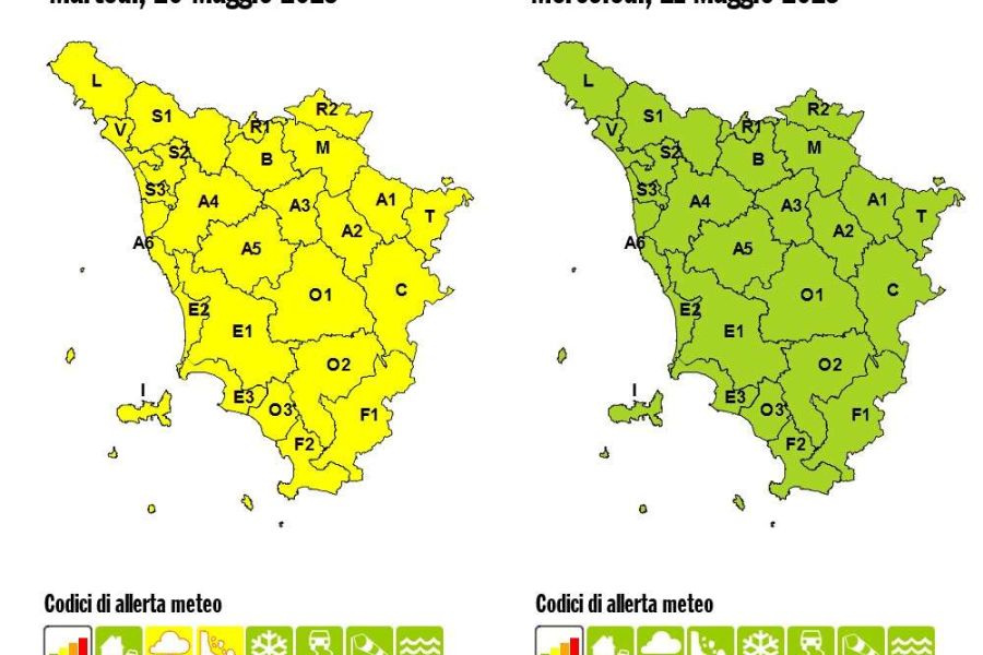 L’allerta meteo in corso in Toscana si amplia all’intera regione
